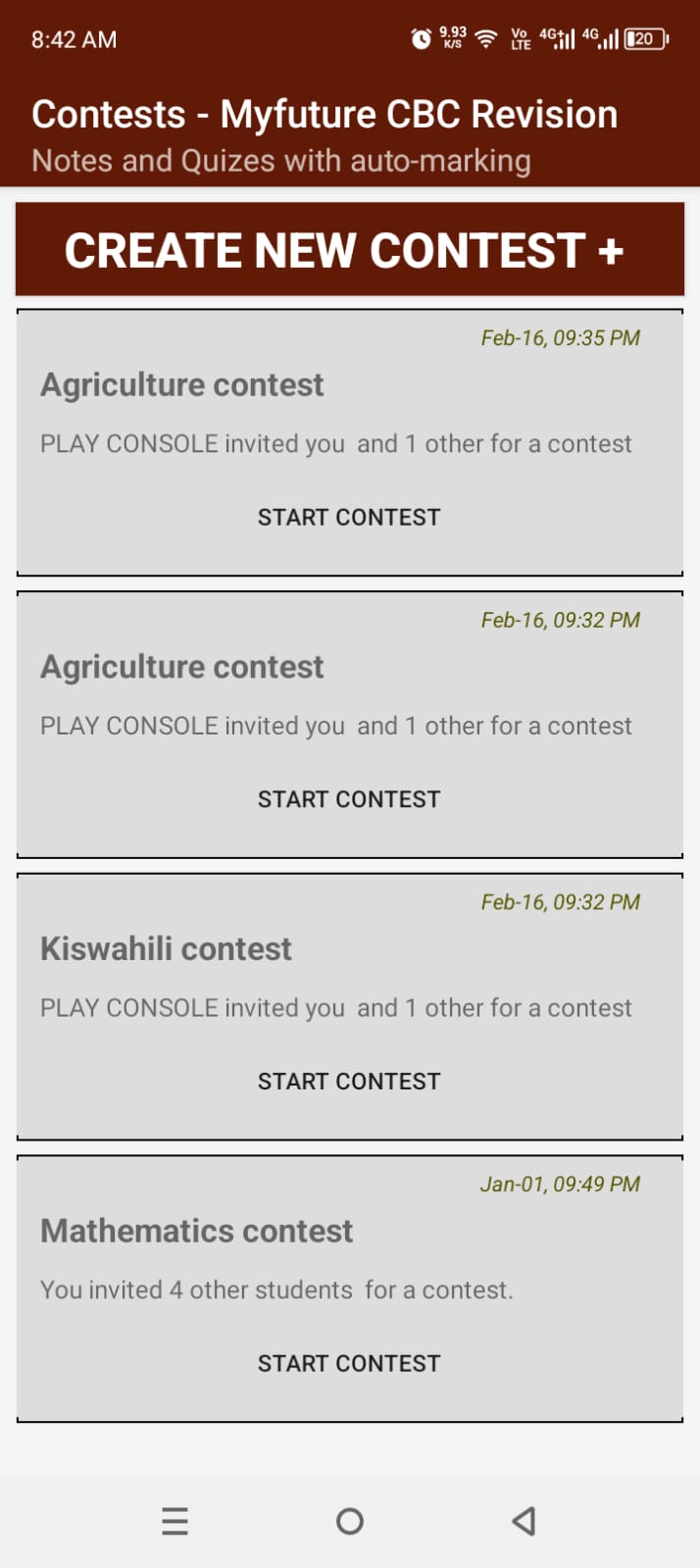 Contests main page